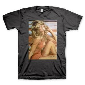 Farrah Fawcett Red Bathing Suit Black T Shirt
